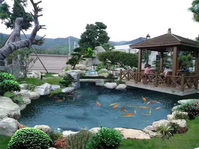 湖州庭院鱼池假山设计